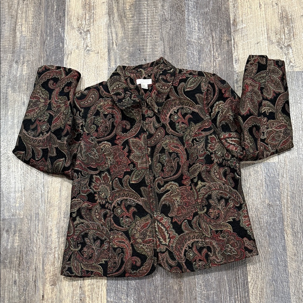 Christopher & Banks Black and Red Paisley Blazer